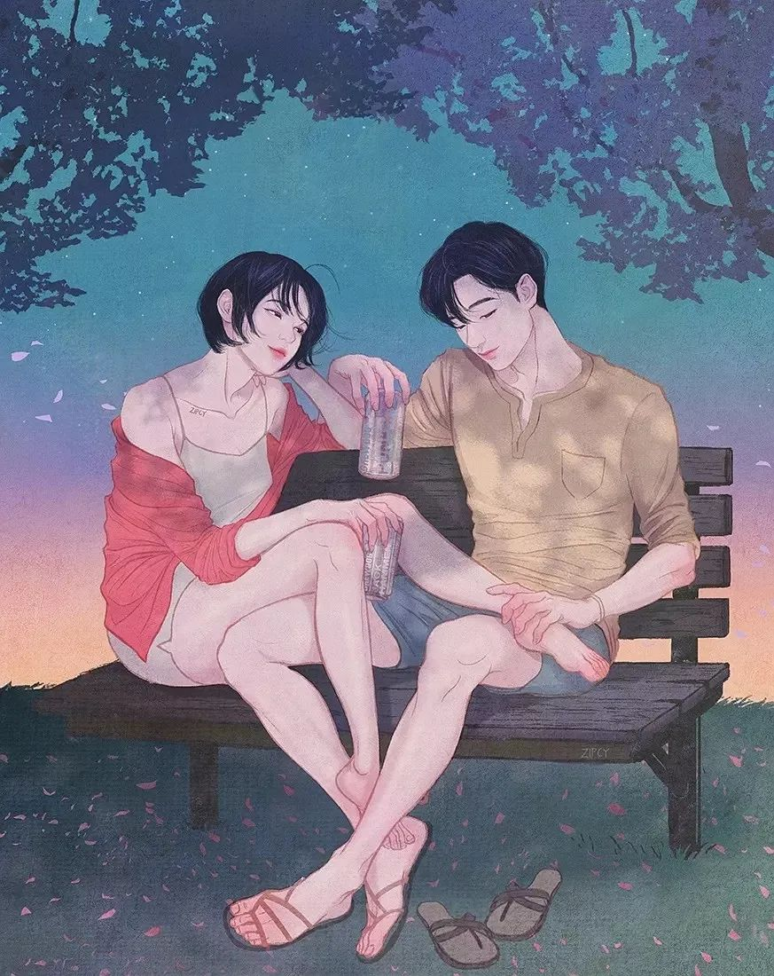 又甜又欲!画师笔下唯美性感的情侣撒狗粮日常,让人心跳加快