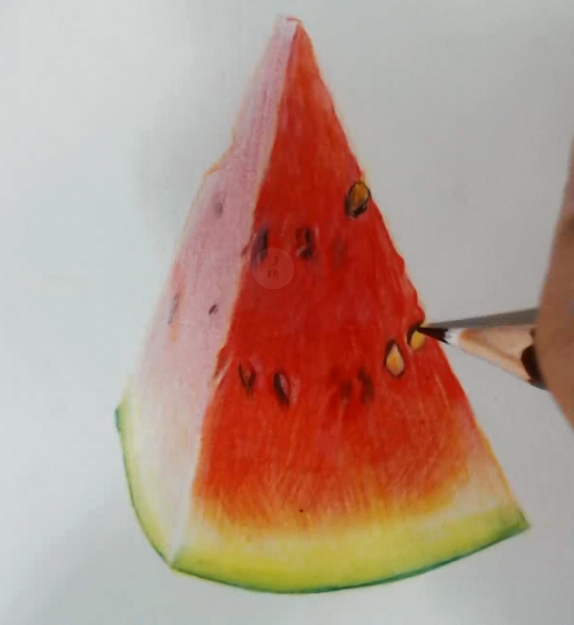 彩铅教你画裸眼3d立体西瓜