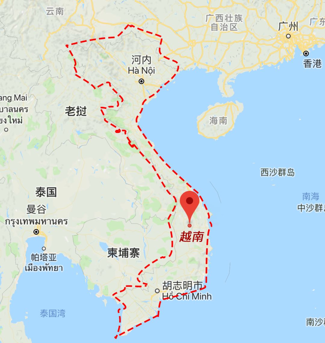 越南地理位置图 图片来自@google