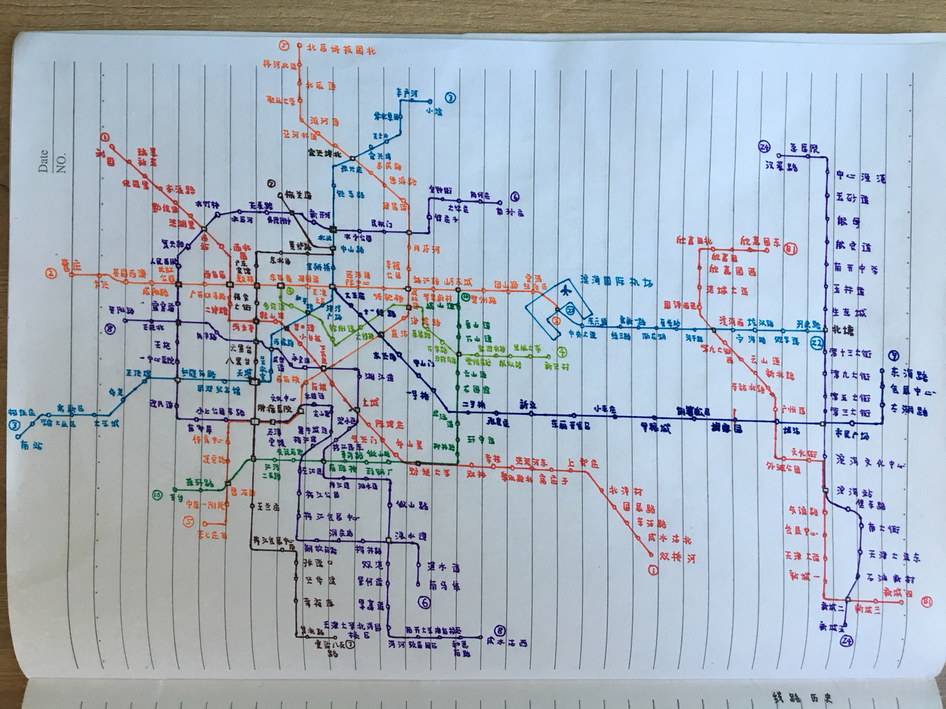 手绘·天津地铁规划图