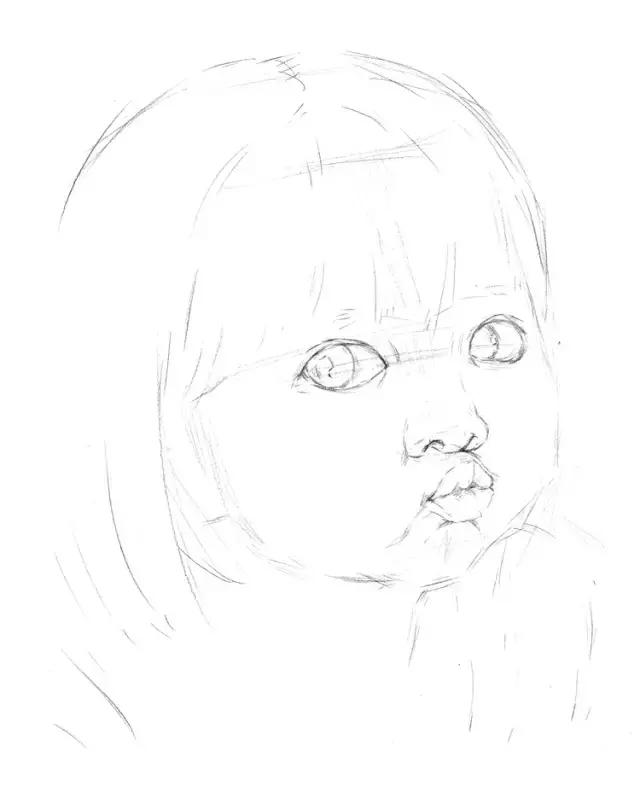 素描教程大眼萌嘟嘴的小女孩