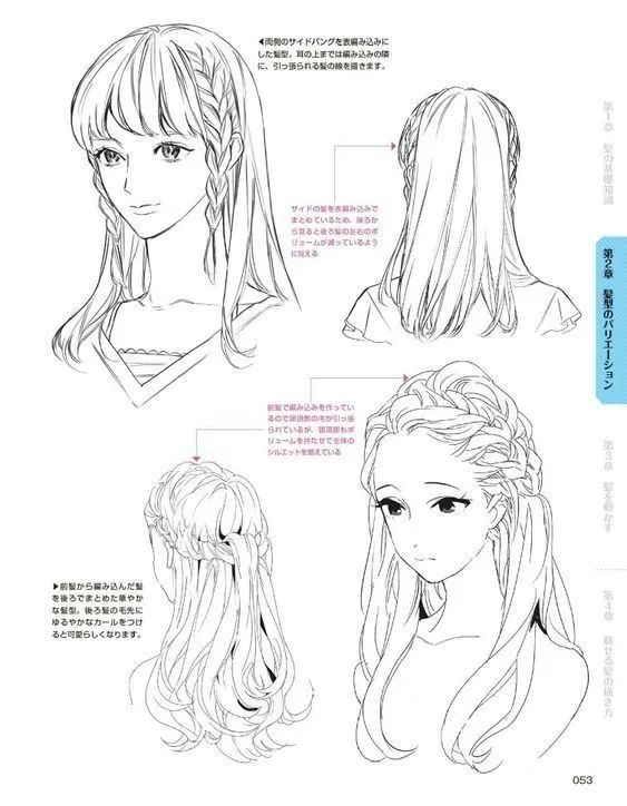 【绘画素材】女孩子发型素材参考,马尾辫扎起来