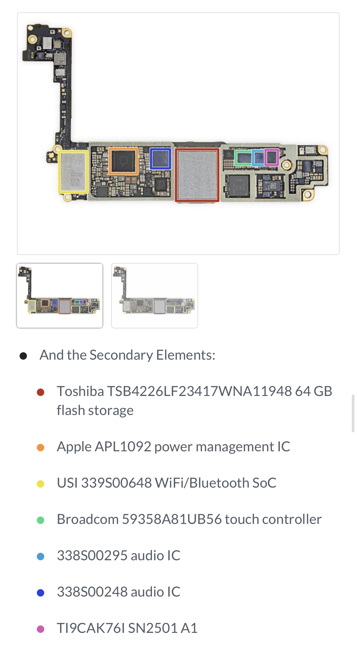 iphone se2020主板背面主要零部件