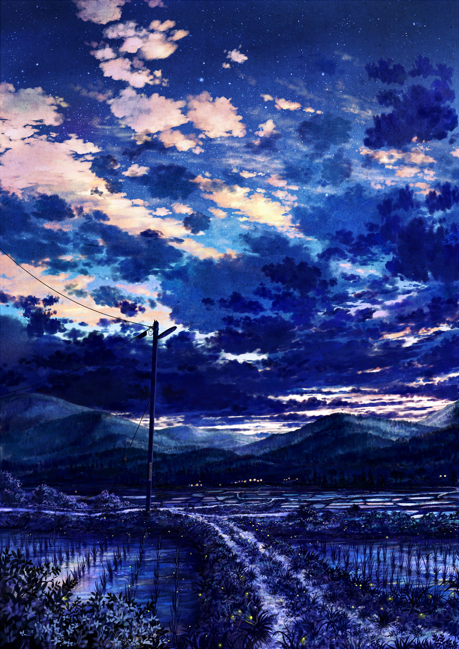 【p站唯美动漫二次元风景美图壁纸】广阔的天空与飞扬的云朵(2)