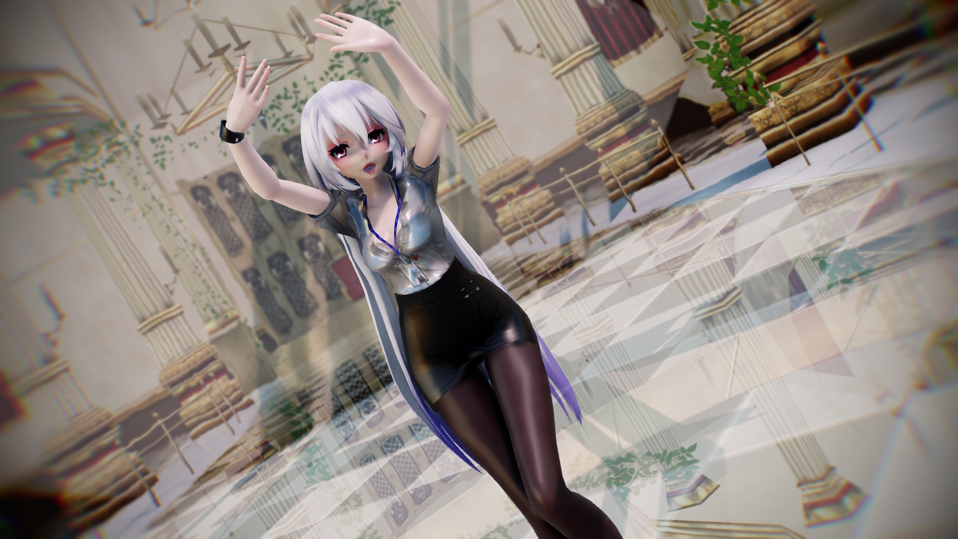 【mmd弱音】弱音:下班后乘着没有人,在办公大堂来跳支