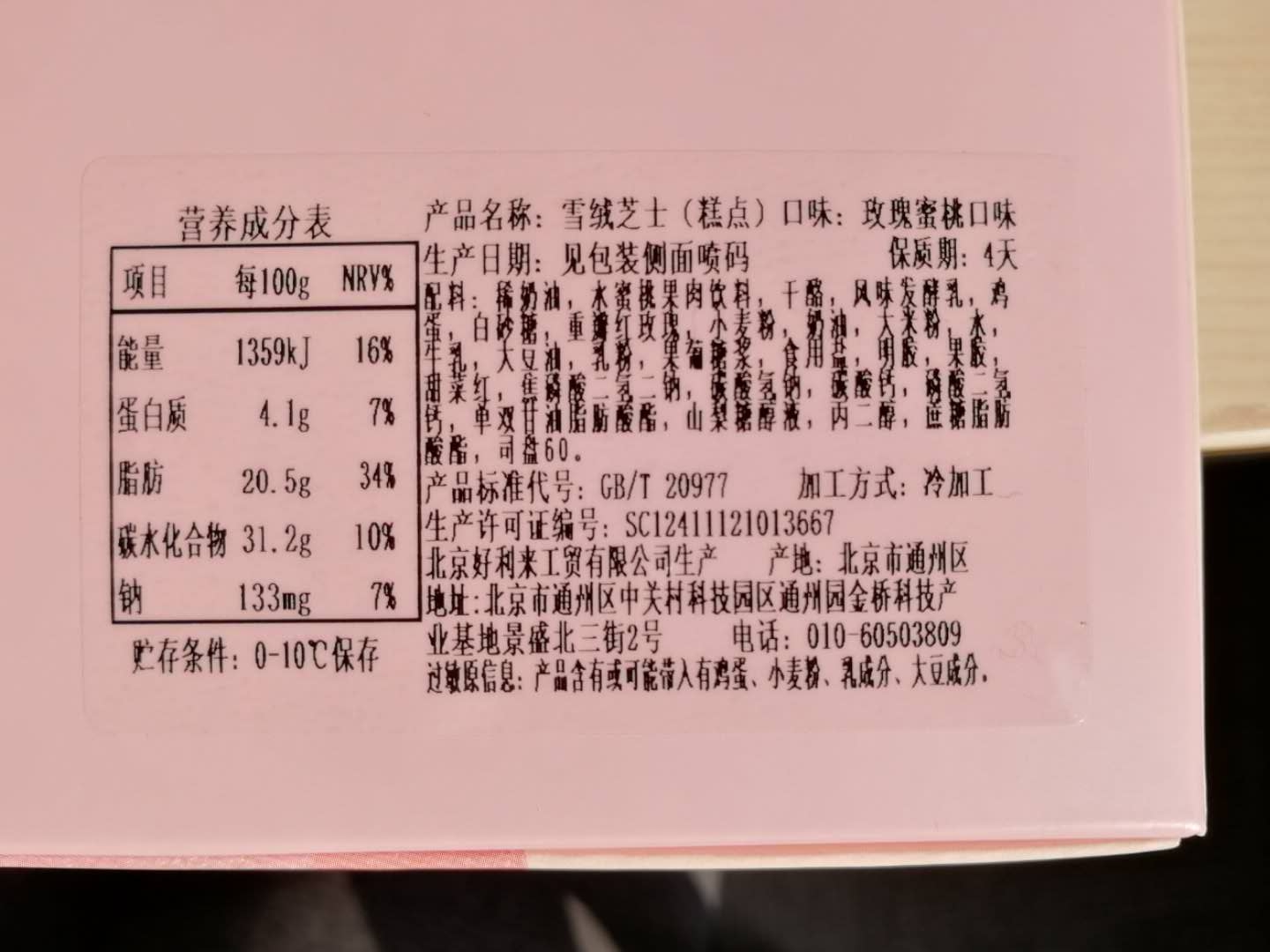 成分配料表