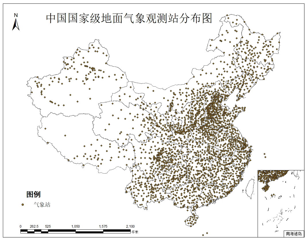 中国国家级气象站站点分布