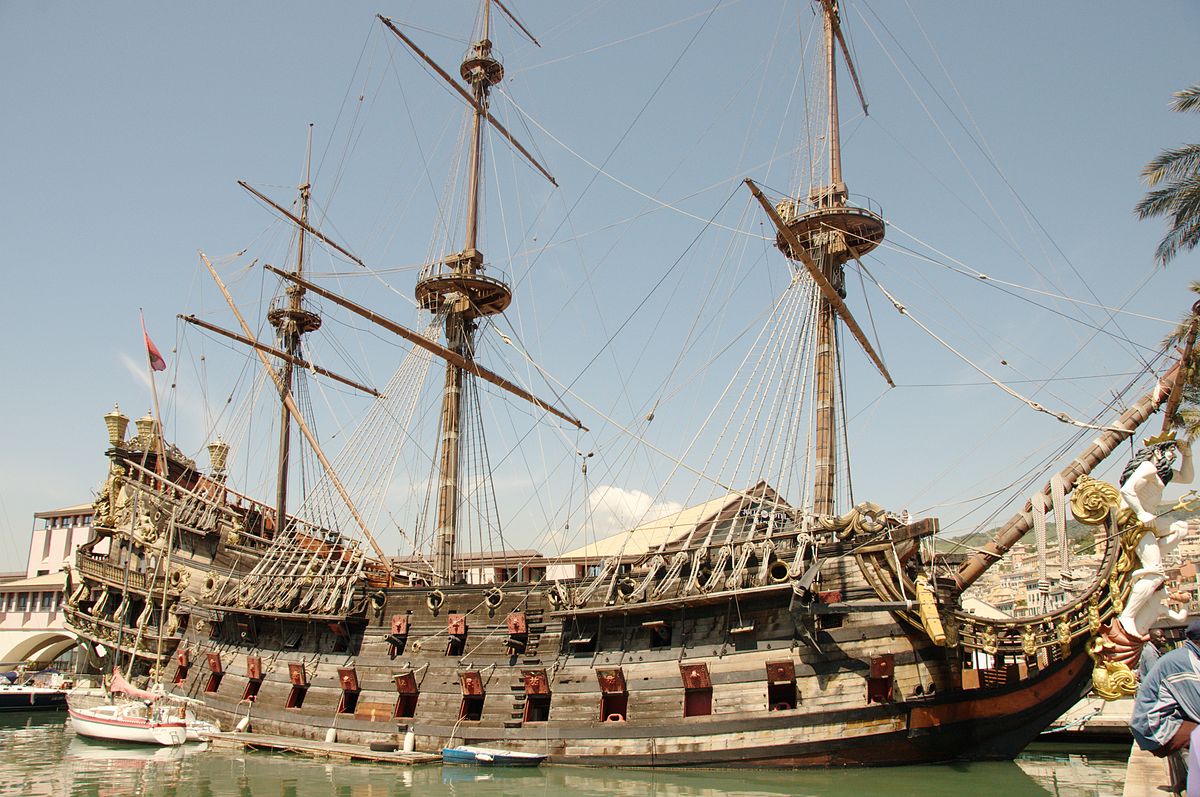 17世纪的西班牙盖伦船型战列舰,船尾明显收窄