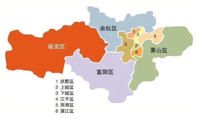 杭州市区划图 萧山紧靠杭州主城区.