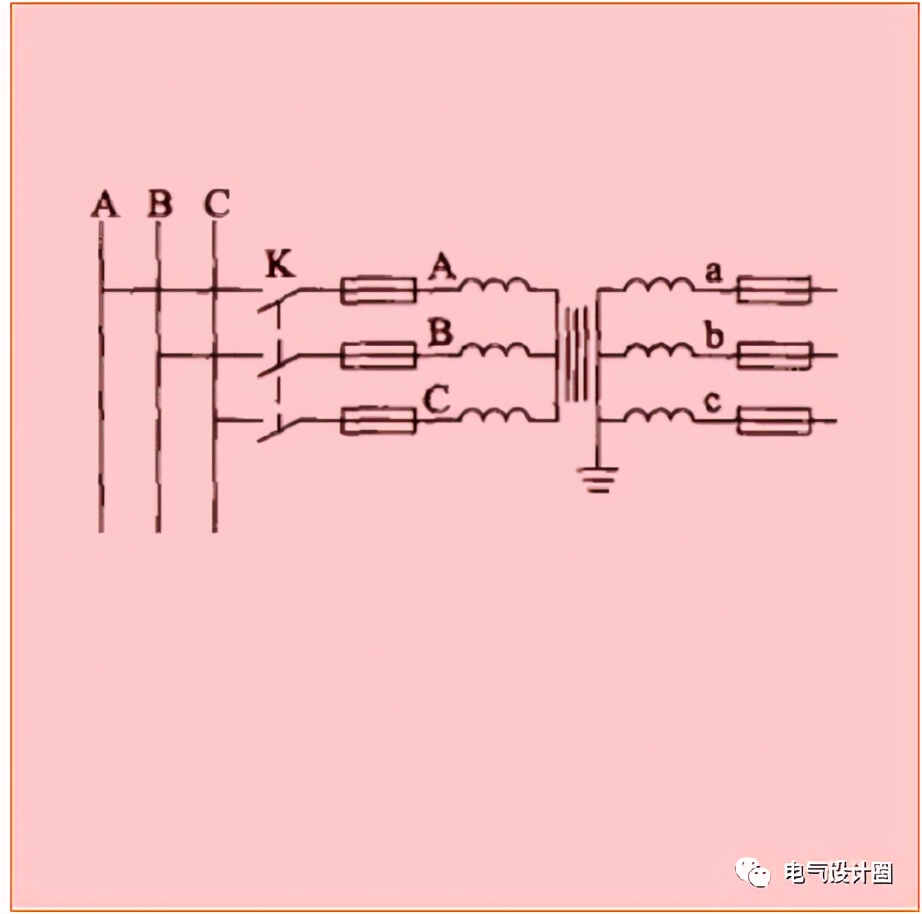 (4)电压互感器第四种接线方案 三相五柱式电压互感器做 y0/y0/∠