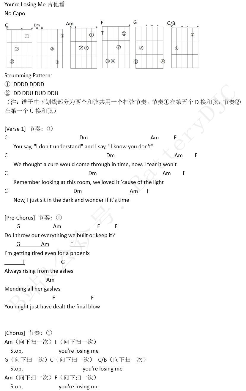 图 电子版Taylor SwiftYou re Losing Me吉他谱 哔哩哔哩