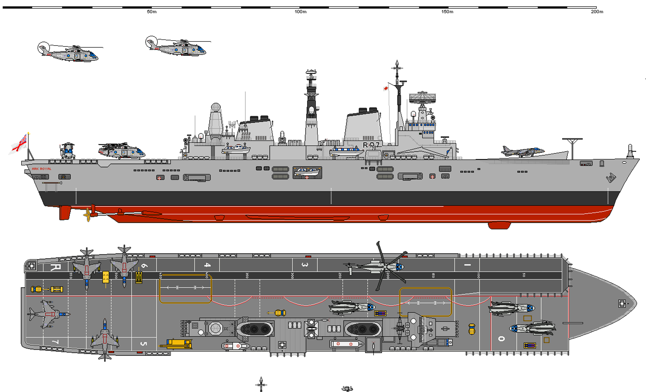 航母上的小细节轻型航母增强战力的必修课舰艏右侧超级停机区