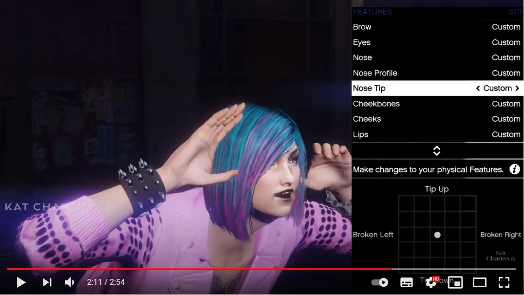 gta5彩粉哥特女性捏脸教程youtube搬运