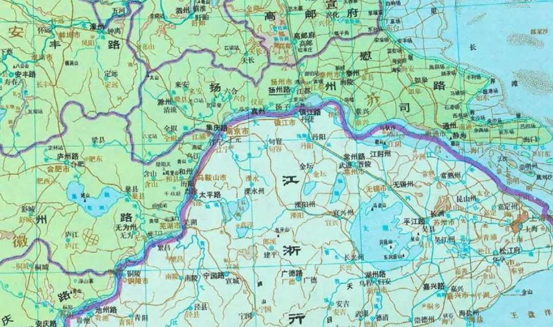 元时期图组-以长江为界的江浙行省,河南江北行省局部.