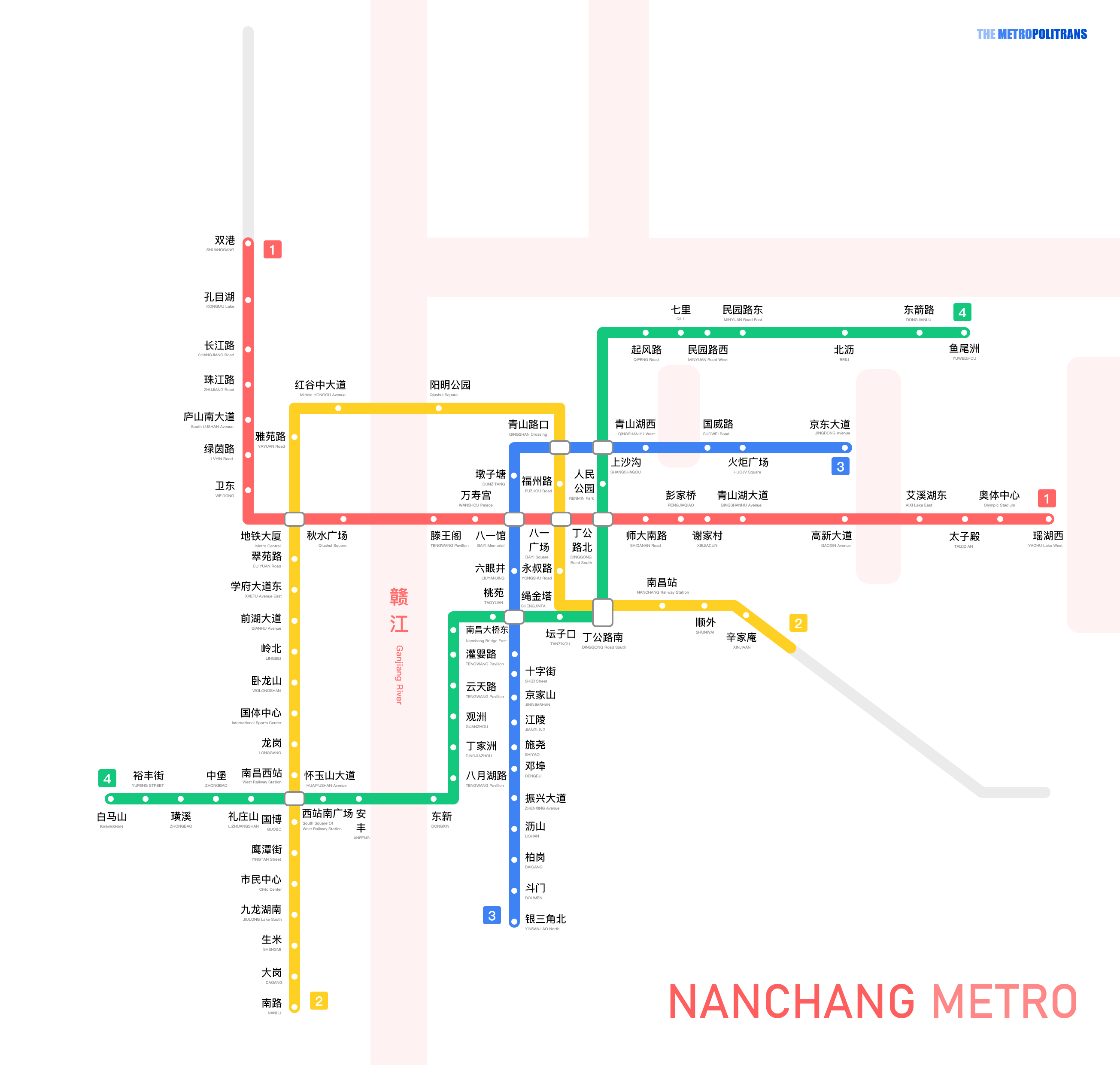 【地铁【南昌】南昌地铁线路图(含4号线)