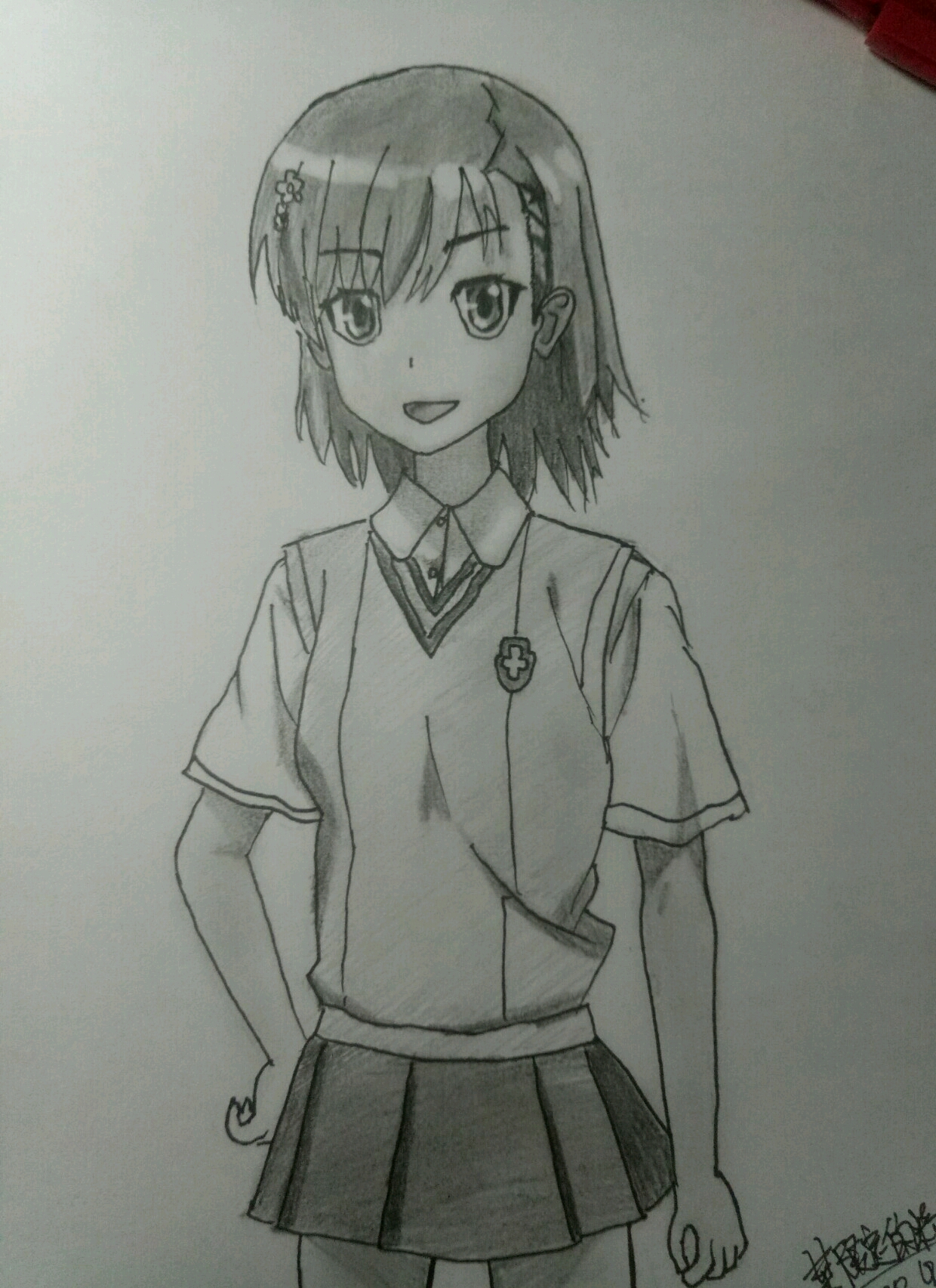本文禁止转载或摘编 御坂美琴 炮姐 某科学的超电磁炮 校服 铅笔手绘