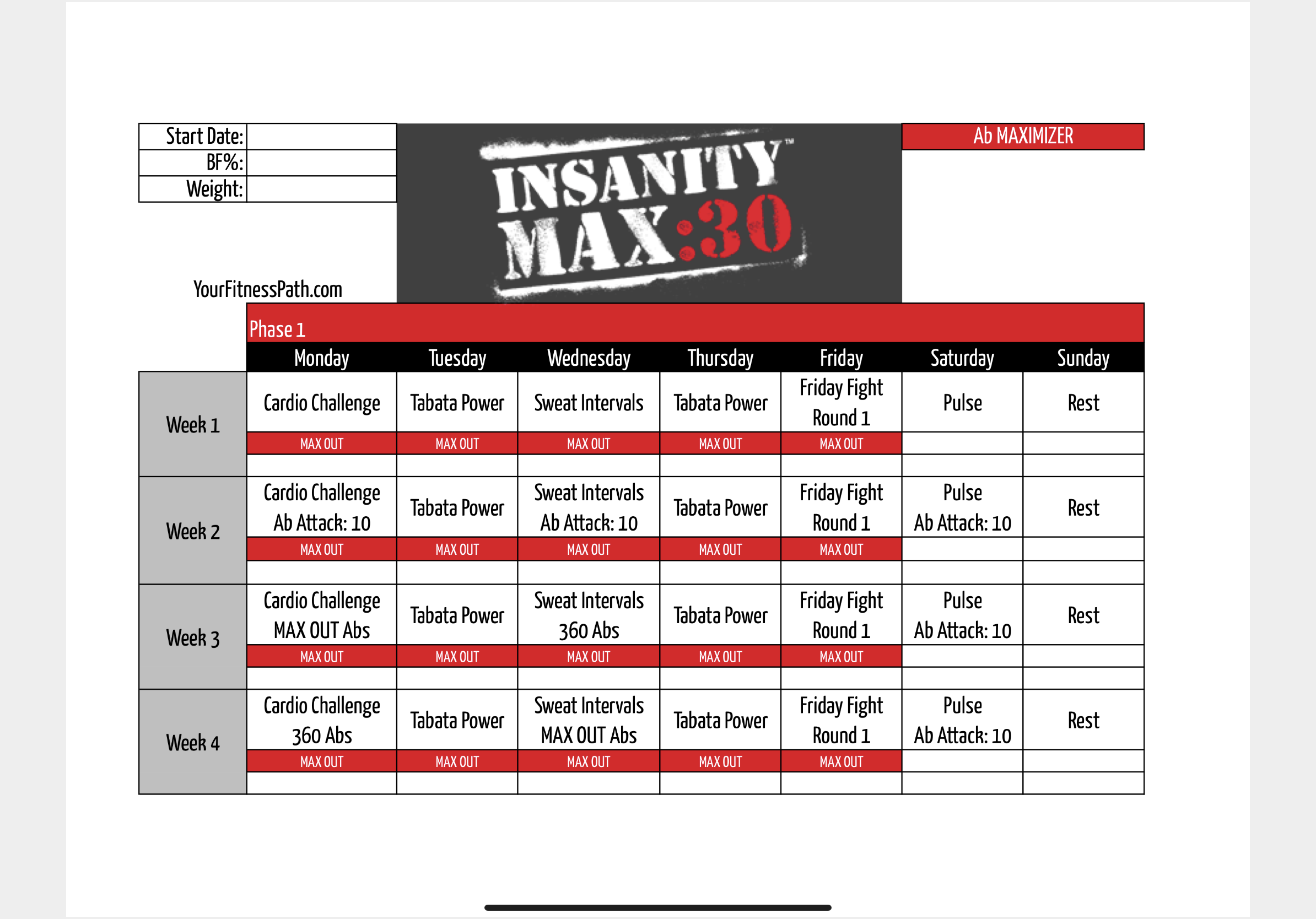 insanitymax30普通版腹肌版8周按课表全排