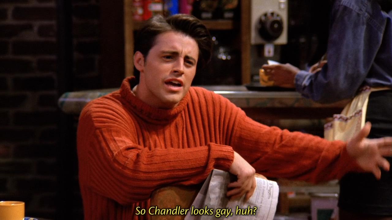 (realises his tactlessness) .so chandler looks gay, huh?