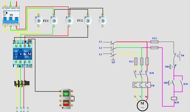 10张图让你学会带过载保护的自锁接线,一步步分析加实物接线