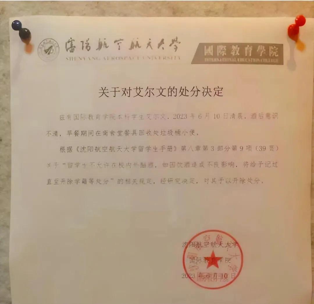处分没有完全公开，很多同学并不知情，误以为没有对该留学生进行处分。