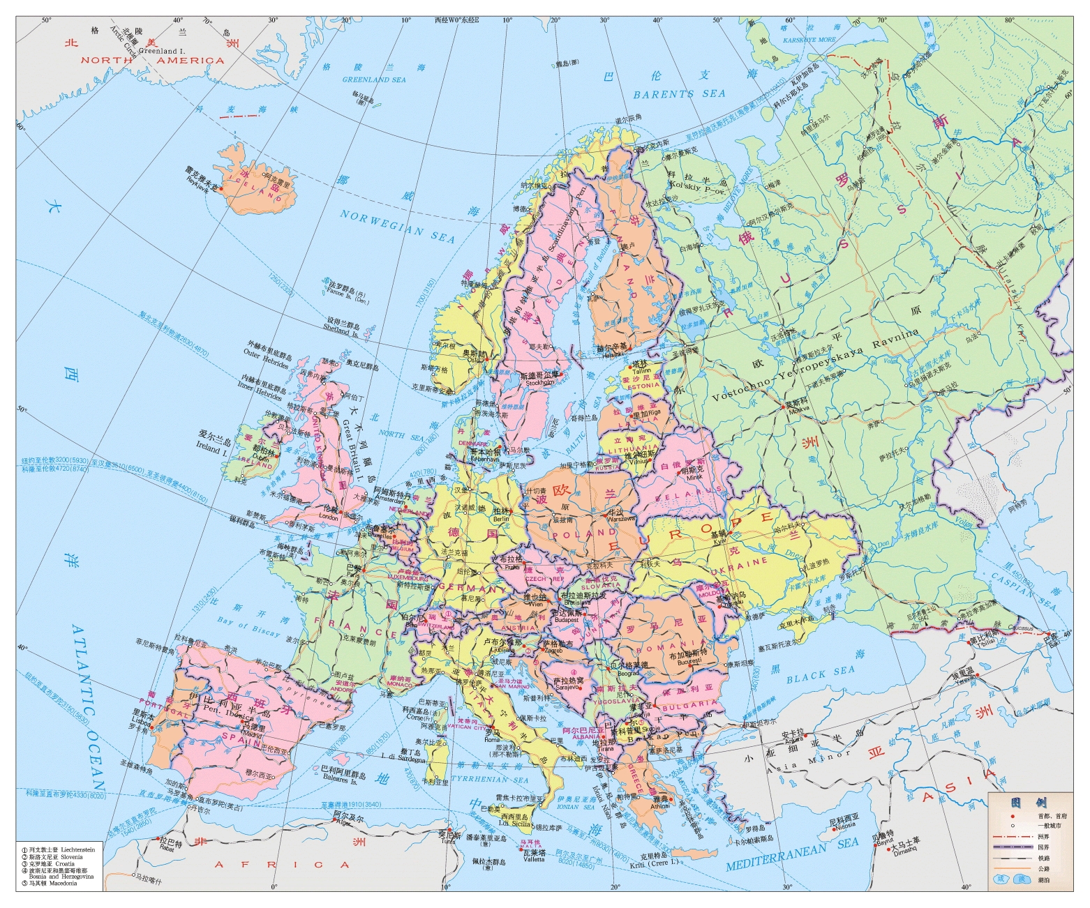 欧洲及世界地图