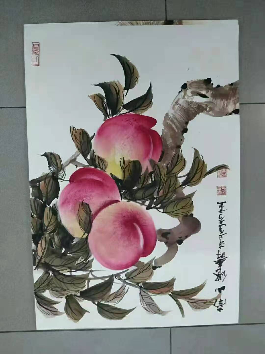 画家贾进考简介寿桃画作品多少钱一平尺