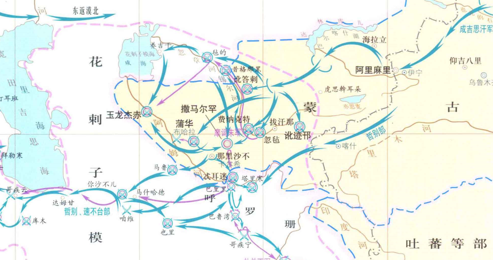 公元1222年12月,成吉思汗的大军撤回草原,蒙古汗国的第一次西征基本