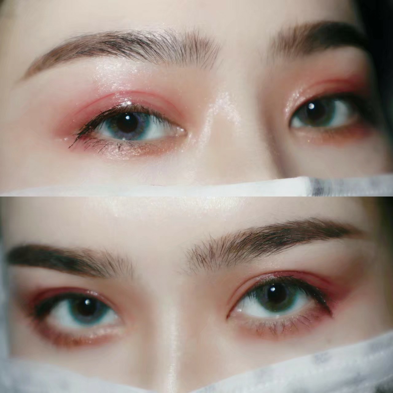 蓝色美瞳 红金色眼影 简直了