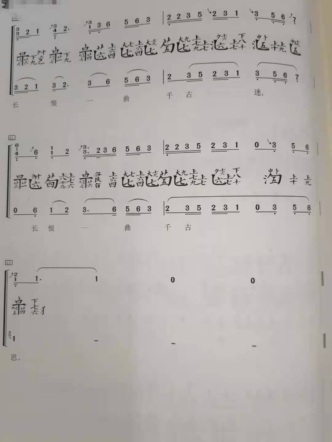 《梨花颂》古琴减字谱