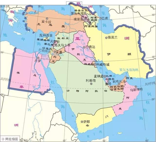 中东地区政区图
