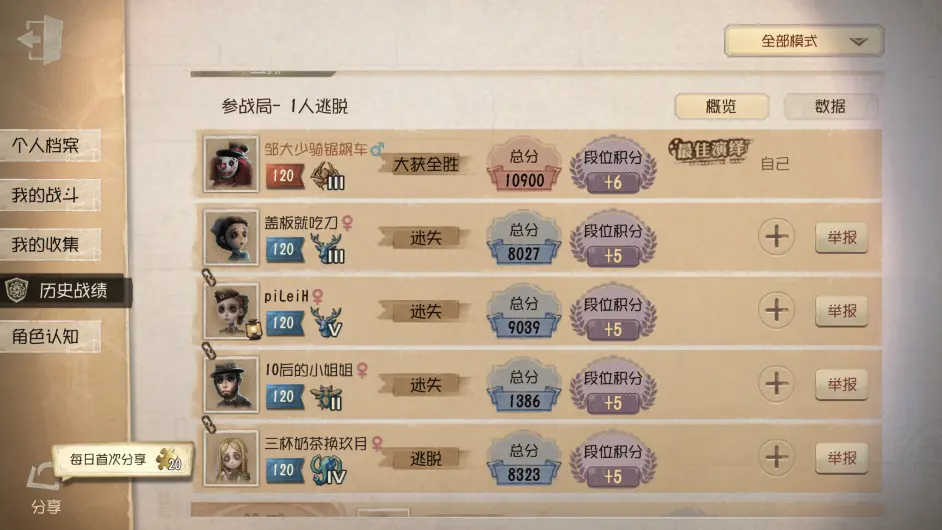 【第五人格】小号五排现状