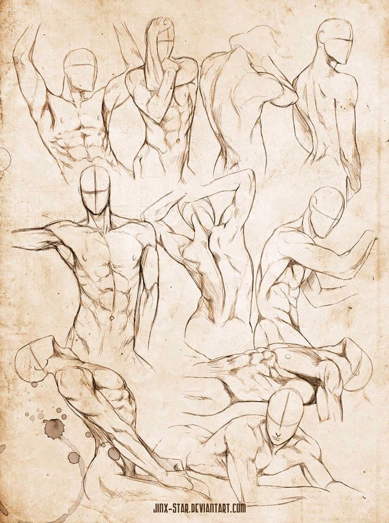 【绘画参考】一组人物人体绘制教程模板