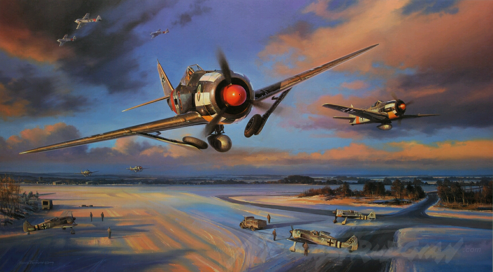 me-109,me-110战斗机之后,又出现了一种新的战斗机型——fw190战斗机