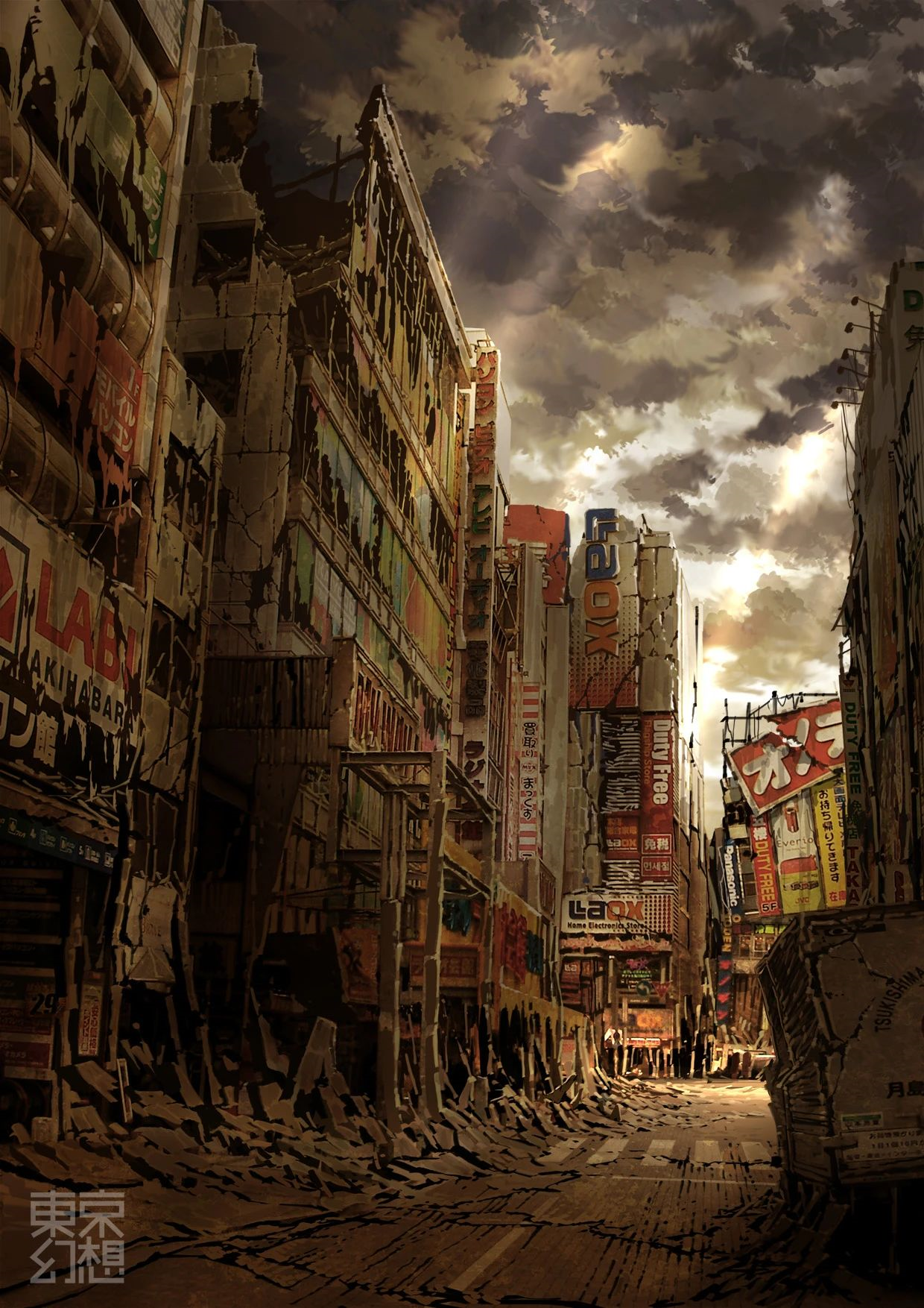 画师│东京幻想│寂静之中的末日城市,废墟美学的唯美