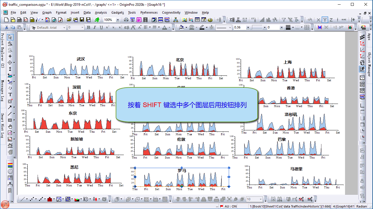 拼图排版技巧实例 - 城市交通数据列图(covid-19)