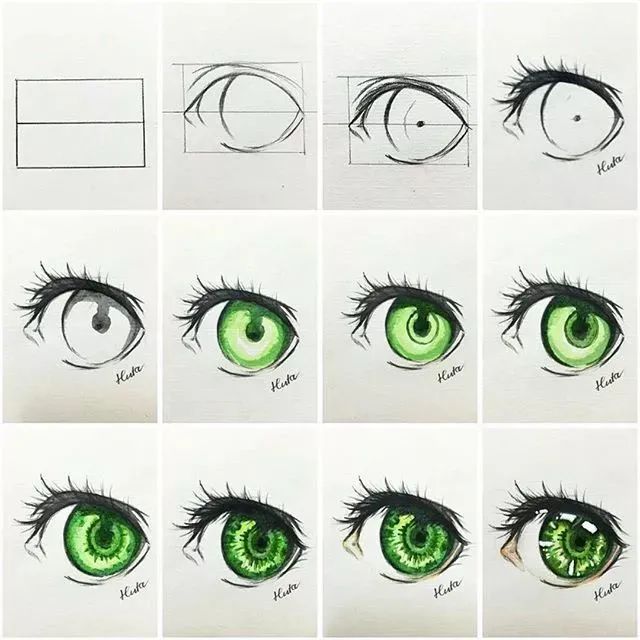 为了方便初学者的学习, hutachan还会把动漫人物的 头发,眼睛与嘴巴等