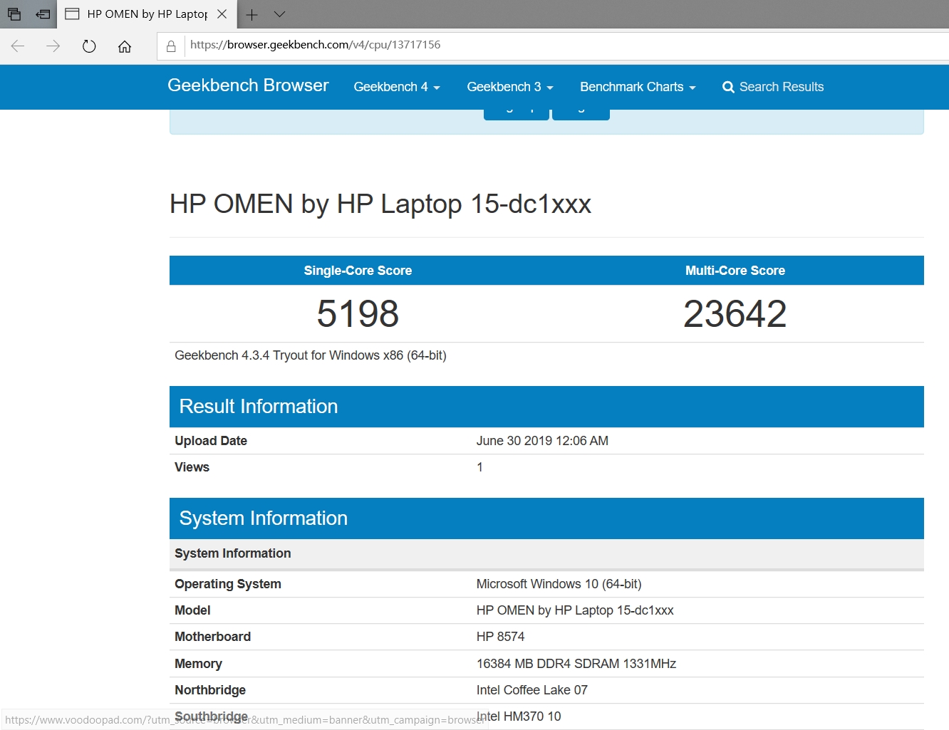 i7-9750h geekbench4的跑分成绩还是不错的,高于桌面cpu i5-8500,略