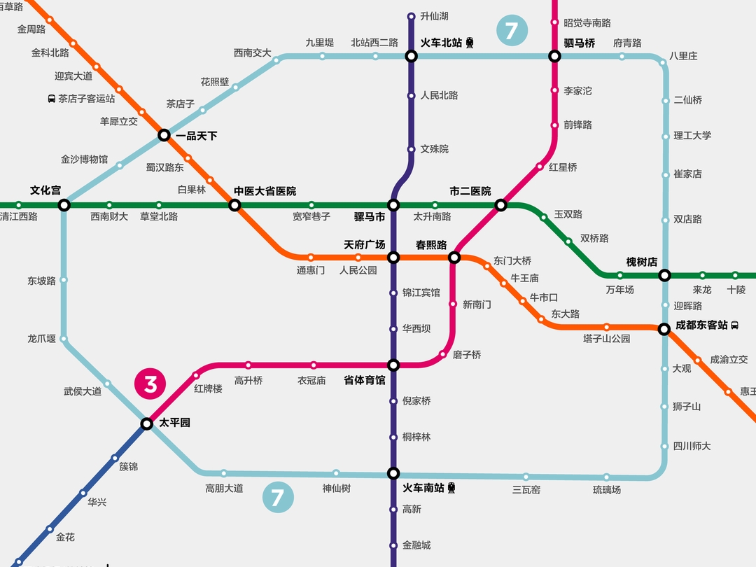 很多城市的地铁都有环线设计,比如北京的2,10号线,成都7号线,上海号 