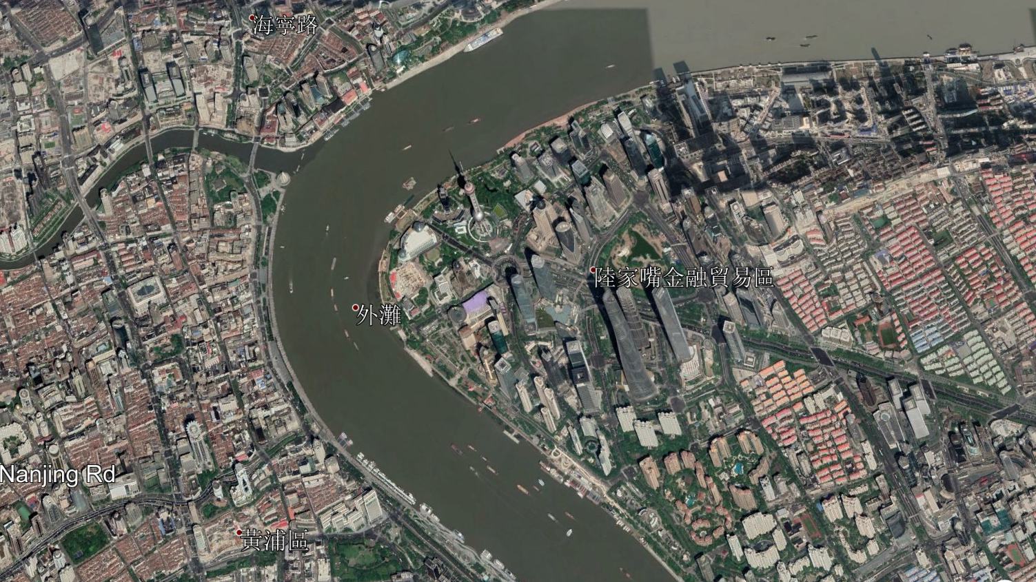 卫星地图上的上海,摩天大楼一望无际像未来之城,不愧是一线城市