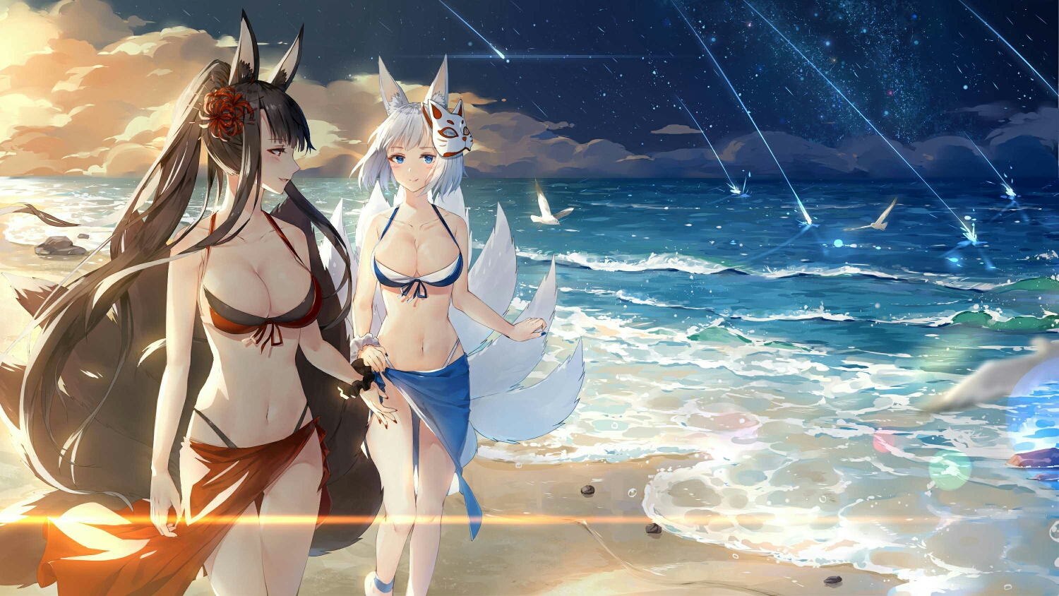 动漫海边泳装秀