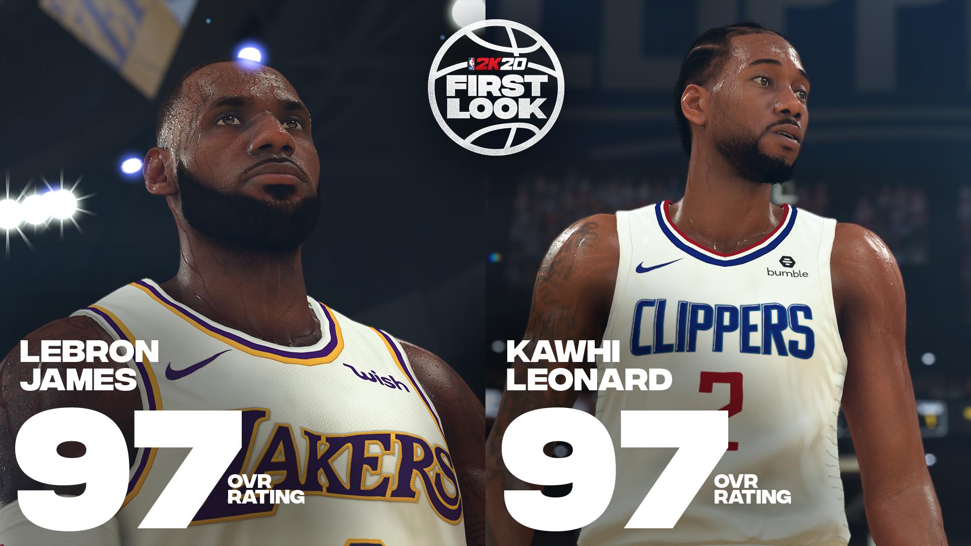 nba2k20前十球员榜公开勒布朗詹姆斯夺冠