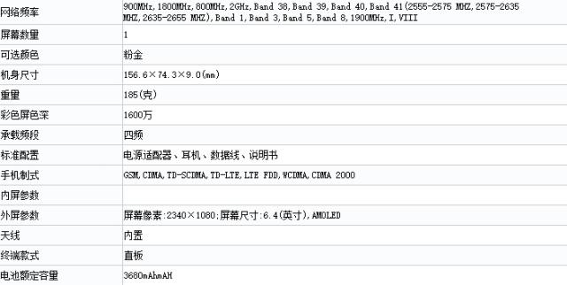 opporeno入网外观和参数就是这样的