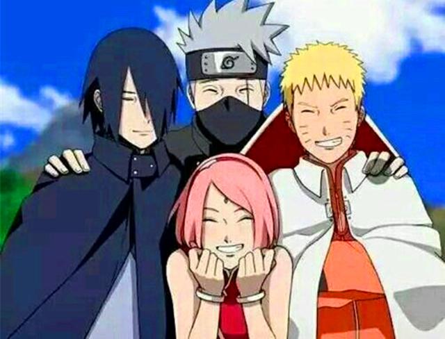 火影忍者,三张第七班的合照,他们都在笑,但却有这样的不同!