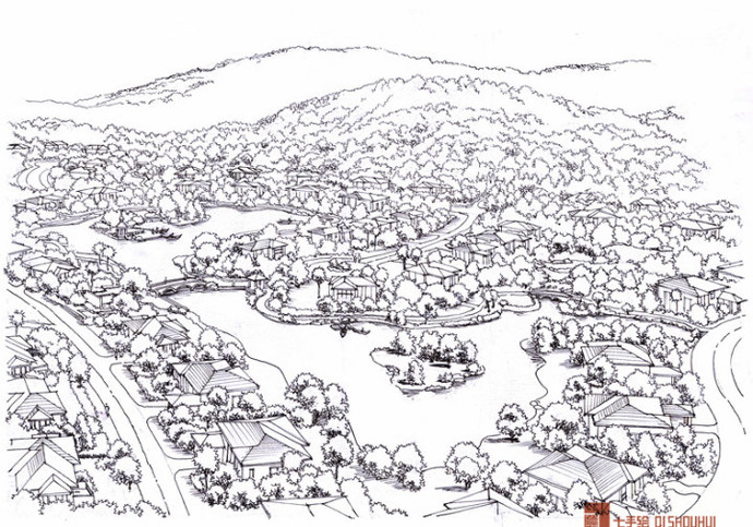 b站最全景观,城市素描手绘线稿