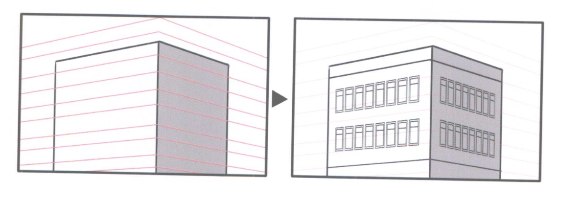 利用透视描绘建筑物的练习!