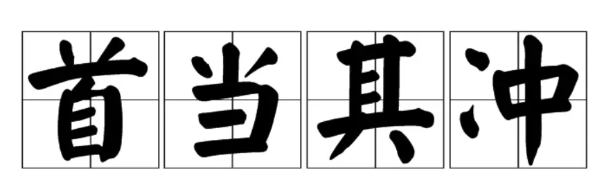 首当其冲：比喻最先受到攻击或遇到灾难。常被误用为冲锋在前，或是首先