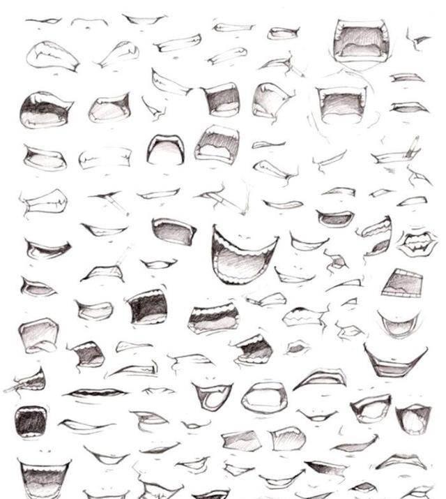 (嘴巴侧面画法) ● 鼻子的画法 动漫人物中的鼻子相对比较好画,因为