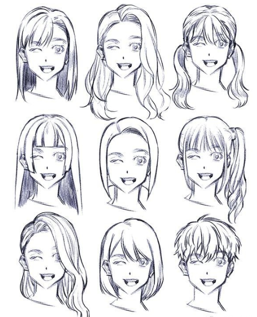 【板绘素材】不会画头发的必看,头发画法素材合辑