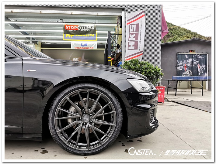 奥迪a6 c8改装kw v3避震 vossen 21寸轮毂