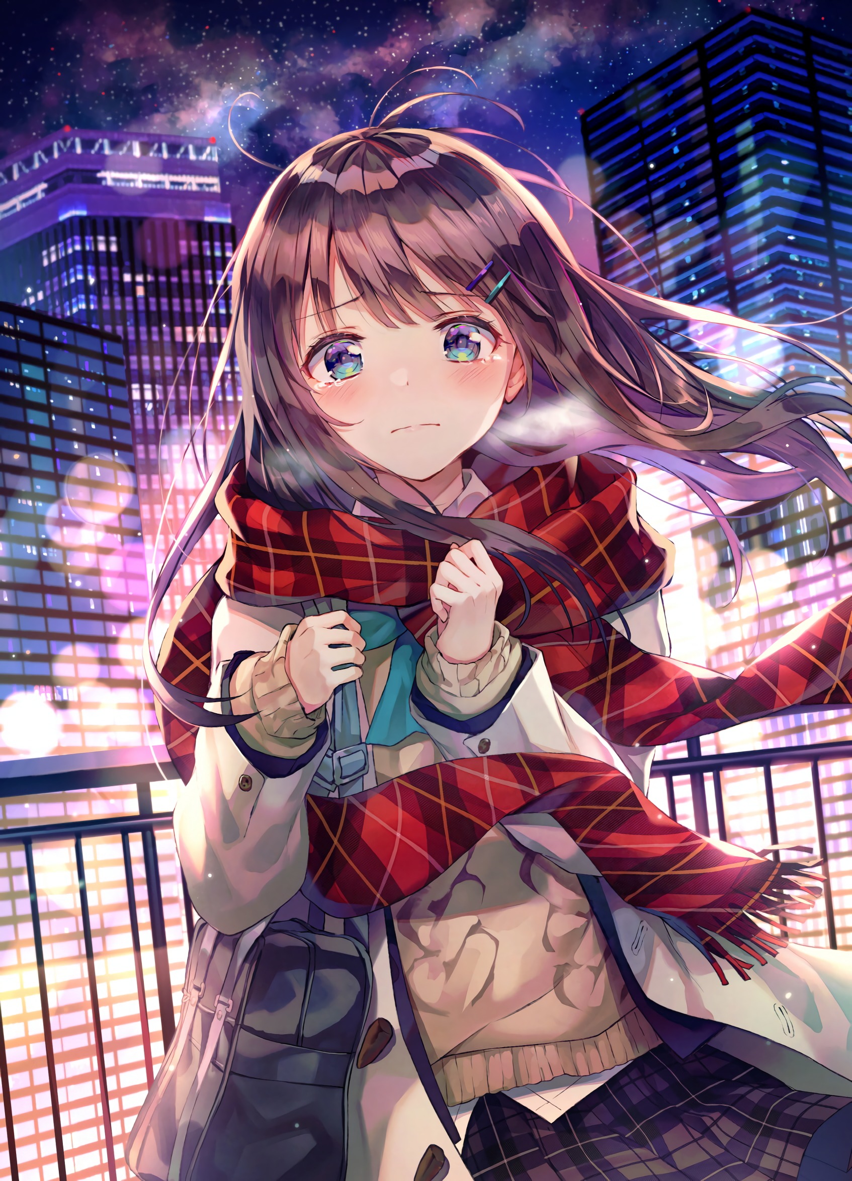 飘雪围巾美少女丨冬日壁纸